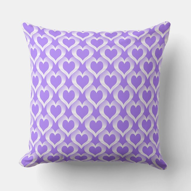 Coussin Motif de cœurs blancs violets (Recto)