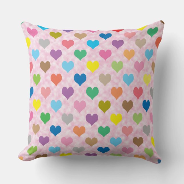Coussin Motif de coeurs colorés (Recto)