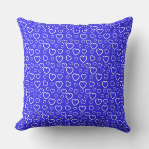 Coussin Motif de cœurs d'amour bleus et blancs