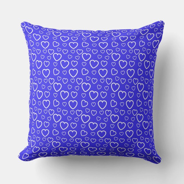 Coussin Motif de cœurs d'amour bleus et blancs (Recto)