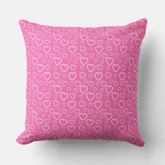 Coussin Motif de cœurs d'amour rose et blanc (Recto)