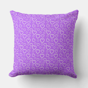 Coussin Motif de cœurs d'amour violet et blanc