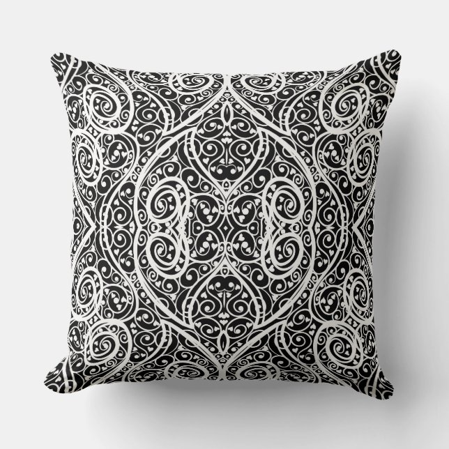 Coussin Motif de cœurs noirs et blancs mignons (Recto)