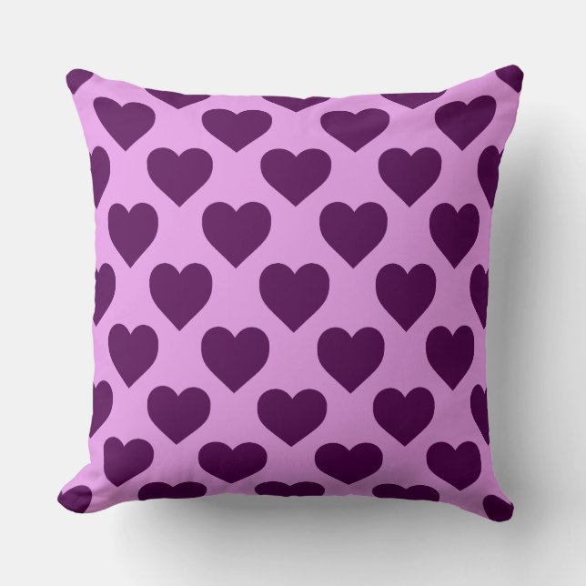 Coussin Motif de coeurs rose et violet super mignon (Recto)