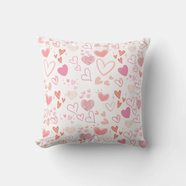 Coussin Motif de coeurs roses décoratifs mignons (Recto)