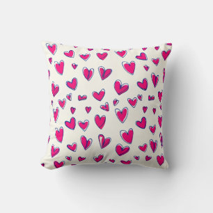 Coussin Motif de cœurs roses décoration de la Saint-Valent