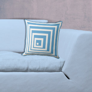 Coussin Motif de coin blanc et bleu géométrique