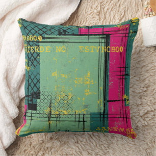 Coussin Motif de collage d'art de rue géométrique grunge