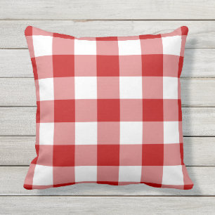 Coussin Motif de contrôle de En vichy en rouge et blanc