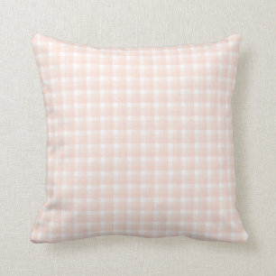Coussin Motif de contrôle de guingan. Rose et blanc de