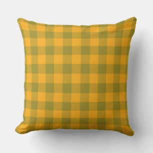 Coussin Motif de contrôle de plaid jaune vert