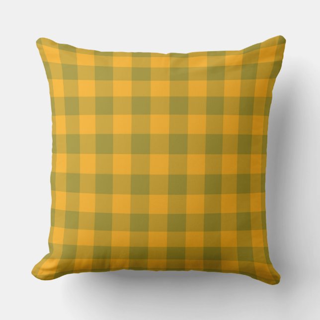 Coussin Motif de contrôle de plaid jaune vert (Recto)
