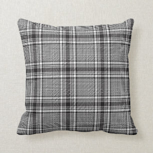 Coussin Motif de contrôle du verre noir et blanc