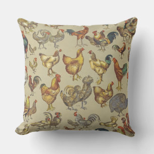 Coussin Motif de coq poulet vintage : Art de ferme