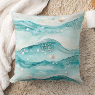 Coussin Motif de coquillage de l'océan nautique