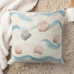 Coussin Motif de coquillage de vagues océaniques