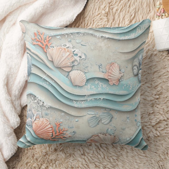 Coussin Motif de coquillages côtiers boho (Couverture)