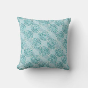 Coussin Motif de coquillages dans une couleur bleue Vintag