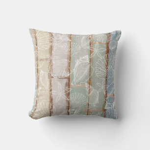 Coussin Motif De Coquillages Sur Plage Bois