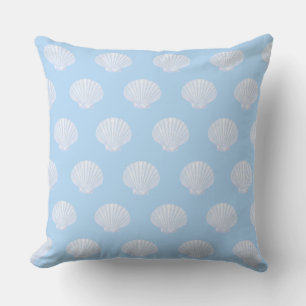 Coussin Motif de coquille bleu d'huître de mer sur bleu ci