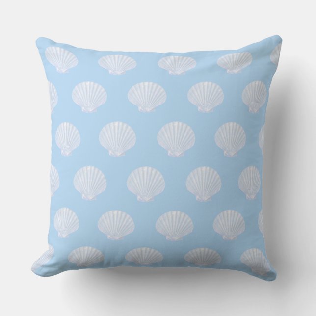 Coussin Motif de coquille bleu d'huître de mer sur bleu ci (Recto)