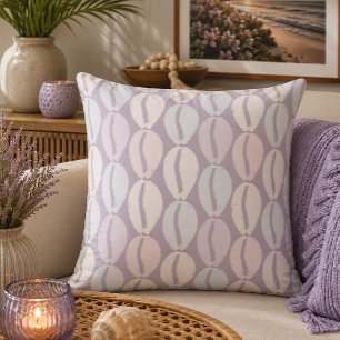 Coussin Motif de coquille de cowrie pastel lavande mauve