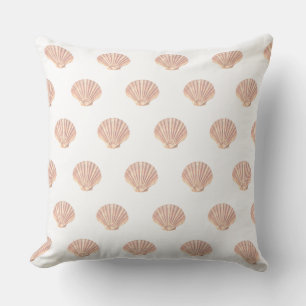 Coussin Motif de coquille d'huître de mer sur fond blanc