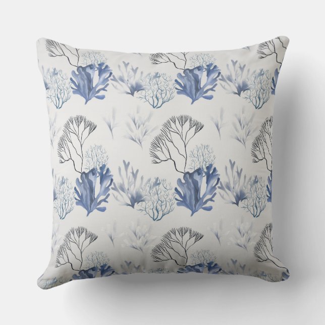 Coussin Motif de corail bleu (Verso)