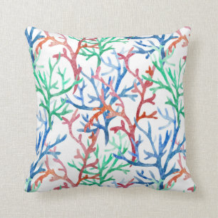 Coussin Motif de corail d'aquarelle