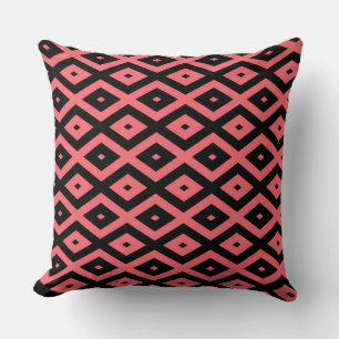 Coussin Motif de corail et de diamant noir