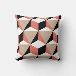 Coussin Motif de corail noir géométrique.
