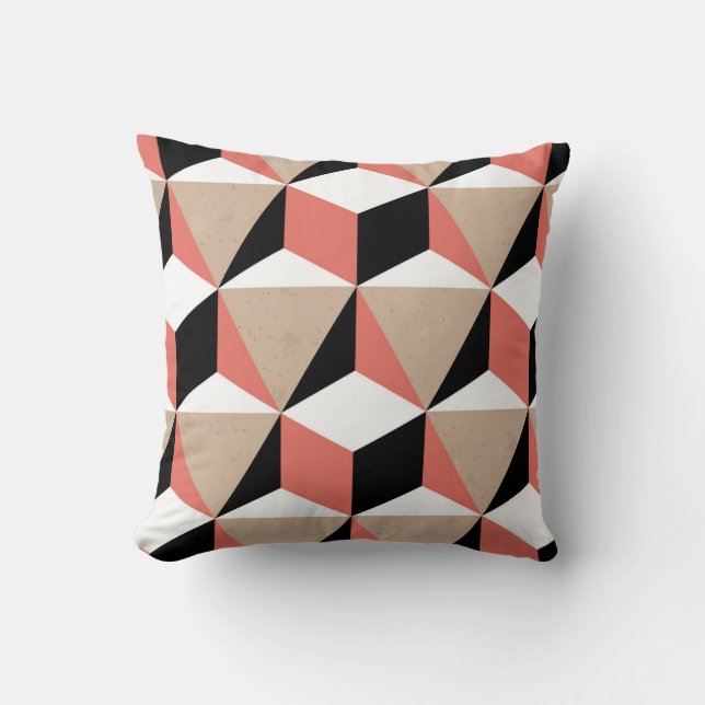 Coussin Motif de corail noir géométrique. (Recto)