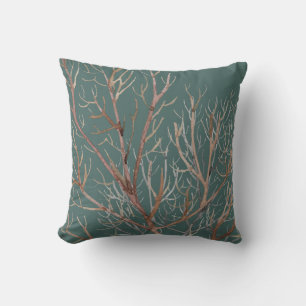 Coussin Motif de corail Turquoise et terrestre doux
