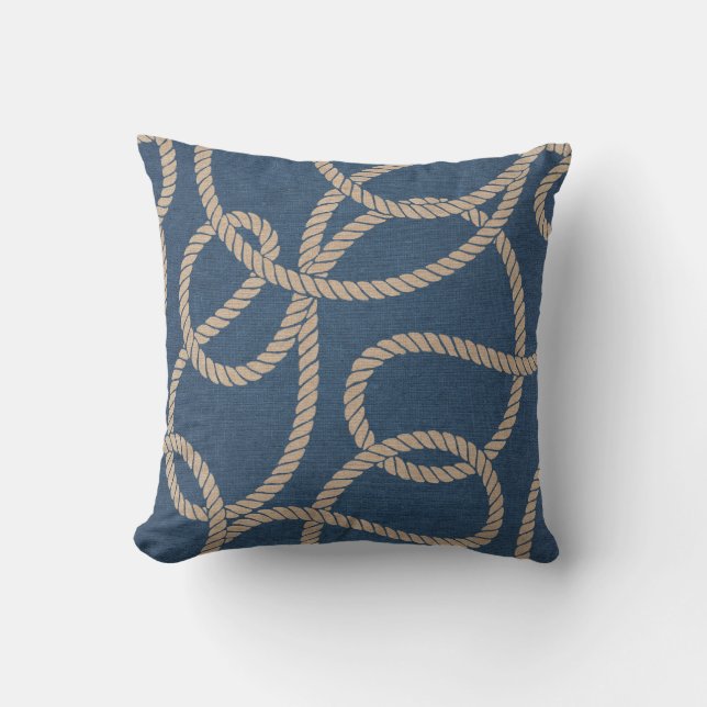Coussin Motif de corde de cowboy dans le bleu (Recto)