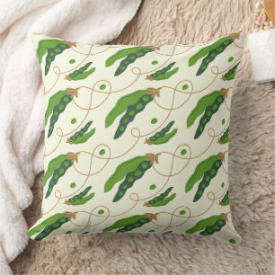 Coussin Motif de Cosse de Pois Vert Frais
