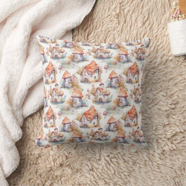 Coussin Motif de Cottage Champignon Fantaisiste (9) (Couverture)
