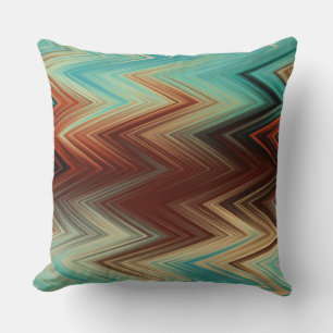 Coussin Motif de couleur bleu, orange et rouge chevron