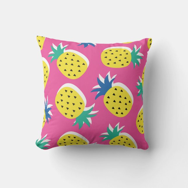 Coussin  motif de couleurs folles de fruits d'ananas sans  (Recto)