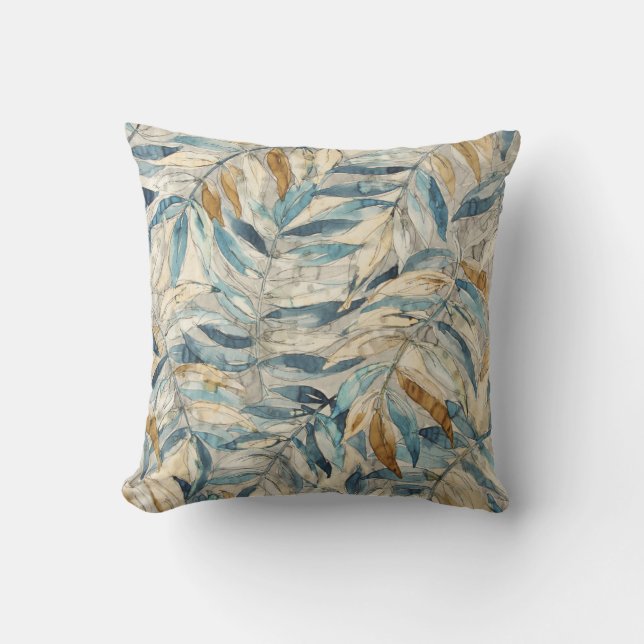Coussin Motif de couleurs neutres des Feuilles d'aquarelle (Recto)