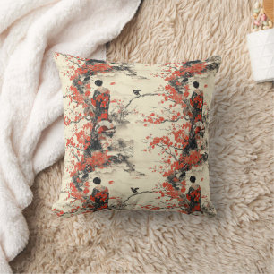 Coussin Motif de couple de kimono romantique Sakura (2)