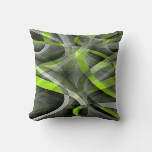 Coussin Motif de courbe gris et citron de style années 80
