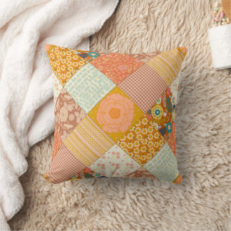 Coussin Motif de courte de patchwork floral automnal Cotta