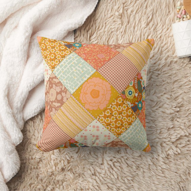 Coussin Motif de courte de patchwork floral automnal Cotta (Couverture)