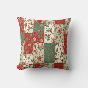 Coussin Motif de courtepoint de Noël floral vintage fantai