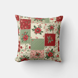 Coussin Motif de courtepoint de Noël floral vintage fantai