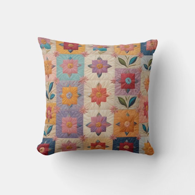 Coussin Motif de courtepointe fleurie (Recto)