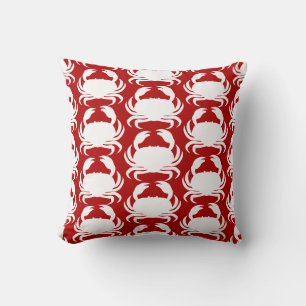 Coussin Motif de crabe rouge et blanc Bateau nautique Pisc