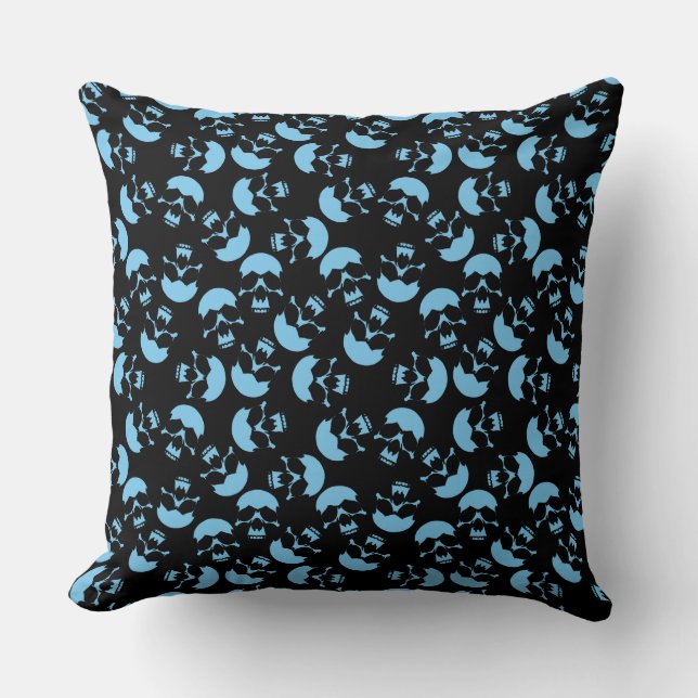 Coussin Motif de crâne noir et bleu (Recto)