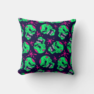 Coussin Motif de crânes Neon Zombie