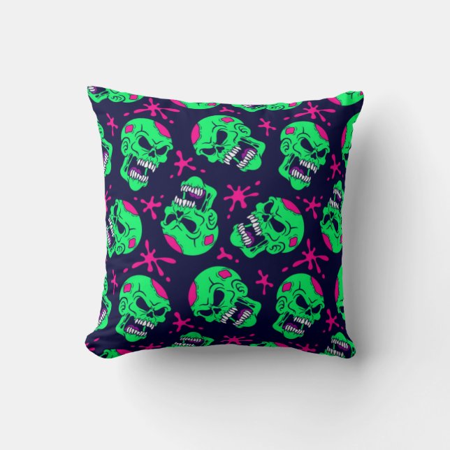 Coussin Motif de crânes Neon Zombie (Recto)